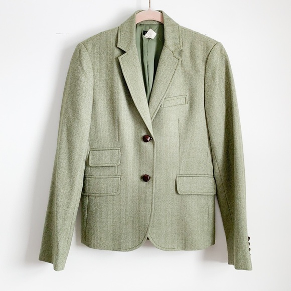 J.Crew Green Tweed Schoolboy Blazer